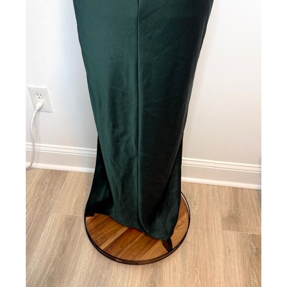 BHLDN Cali Satin Cowl Neck Midi Slip Dress In Emerald Green Size 6 - Picture 12 of 15